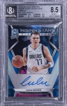 2018-19 Panini Spectra Rising Stars Signatures Nebula #RS-LDC Luka Doncic Signed Rookie Card (#1/1) - BGS NM-MT+ 8.5/BGS 10